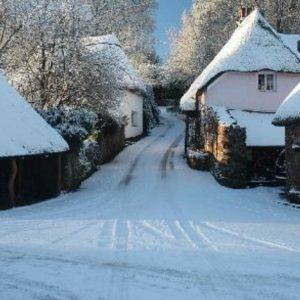 Cockington Village in snow